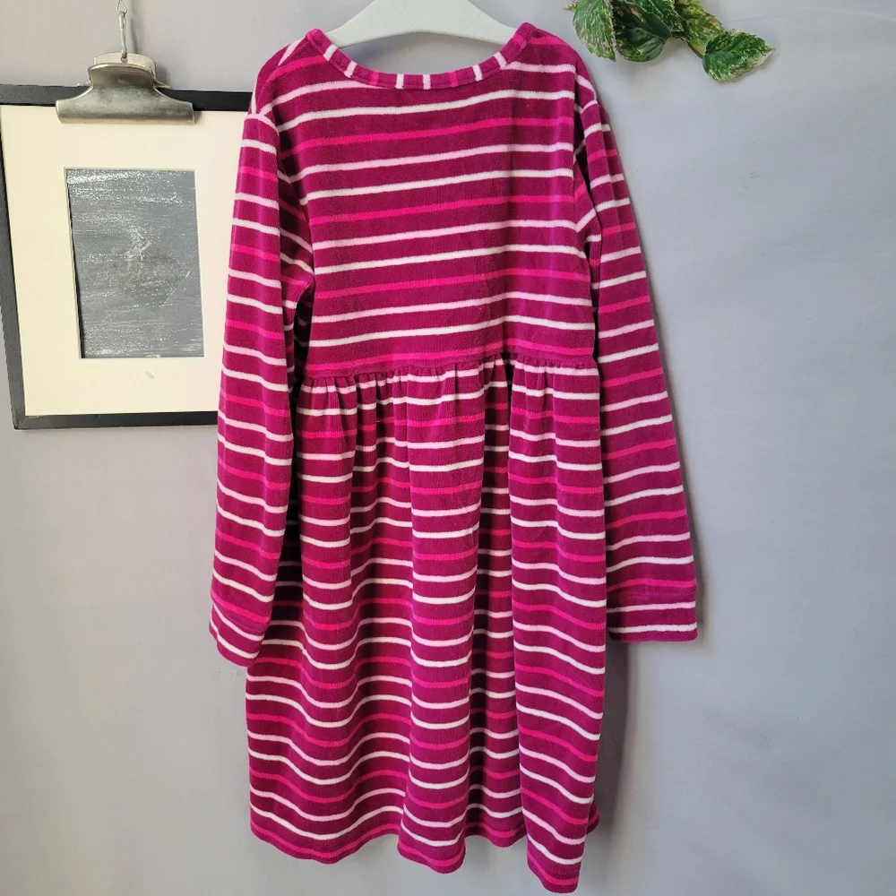 Hanna Andersson Girl's Signature Striped Velour Play Dress Pink 120 or 6-7‎
